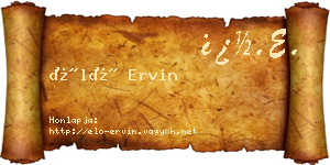 Élő Ervin névjegykártya